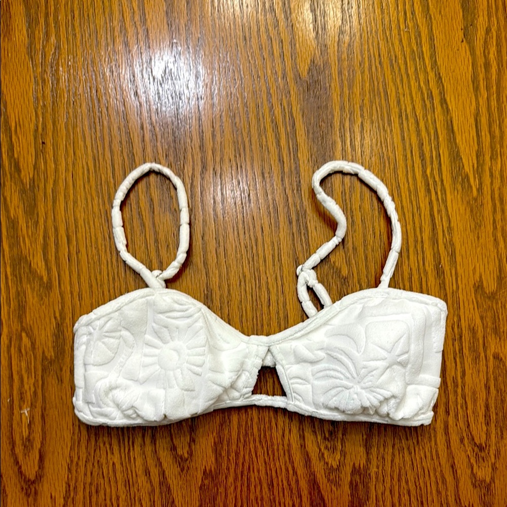 White Floral Textured Bralette